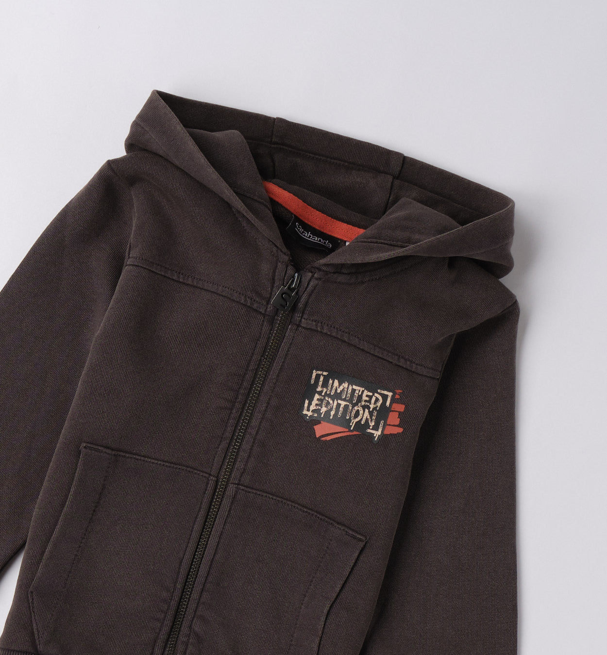 Felpa bambino grigia con cappuccio e zip frontale