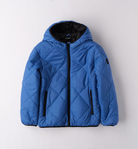 Giubbotto Imbottito Bambino Blu Scuro e Nero con Cappuccio