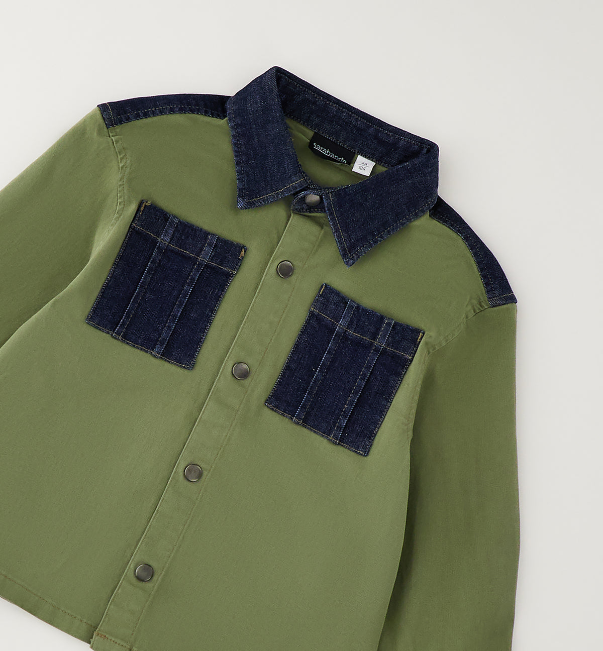 Camicia Bambino Sarabanda Verde Militare e Denim – Modello Trendy