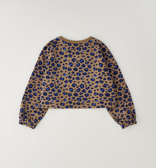 Felpa Bambina Sarabanda Maculata Marrone e Blu – Modello Corto - OOPS by BabyBimbo 0-16