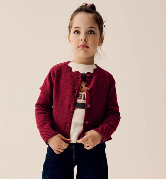 Maglietta Bambina Sarabanda Off White con Orso e Cuore con Brillantini