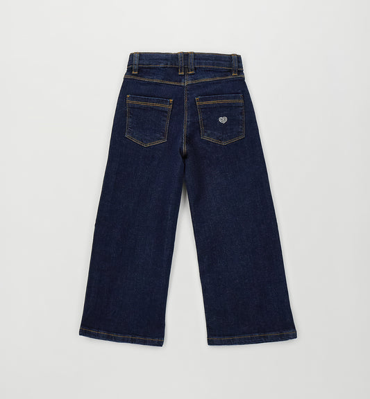 Jeans Bambina Denim Scuro Sarabanda Modello Largo Stretch – Vita Regolabile - OOPS by BabyBimbo 0-16