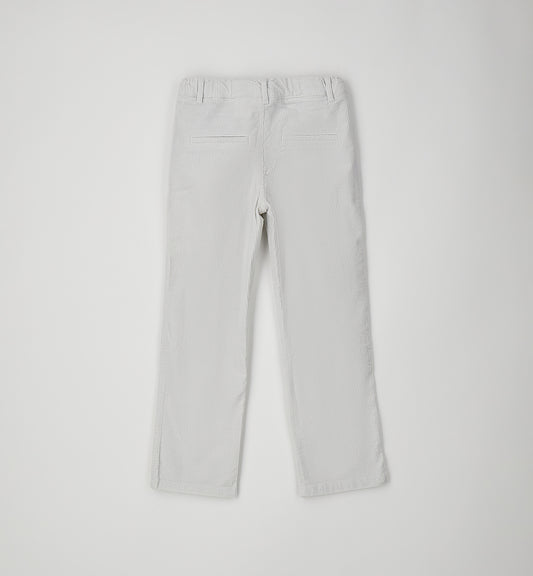 Pantalone Bambino Sarabanda in Velluto a Costine Grigio Chiaro – Vita Regolabile