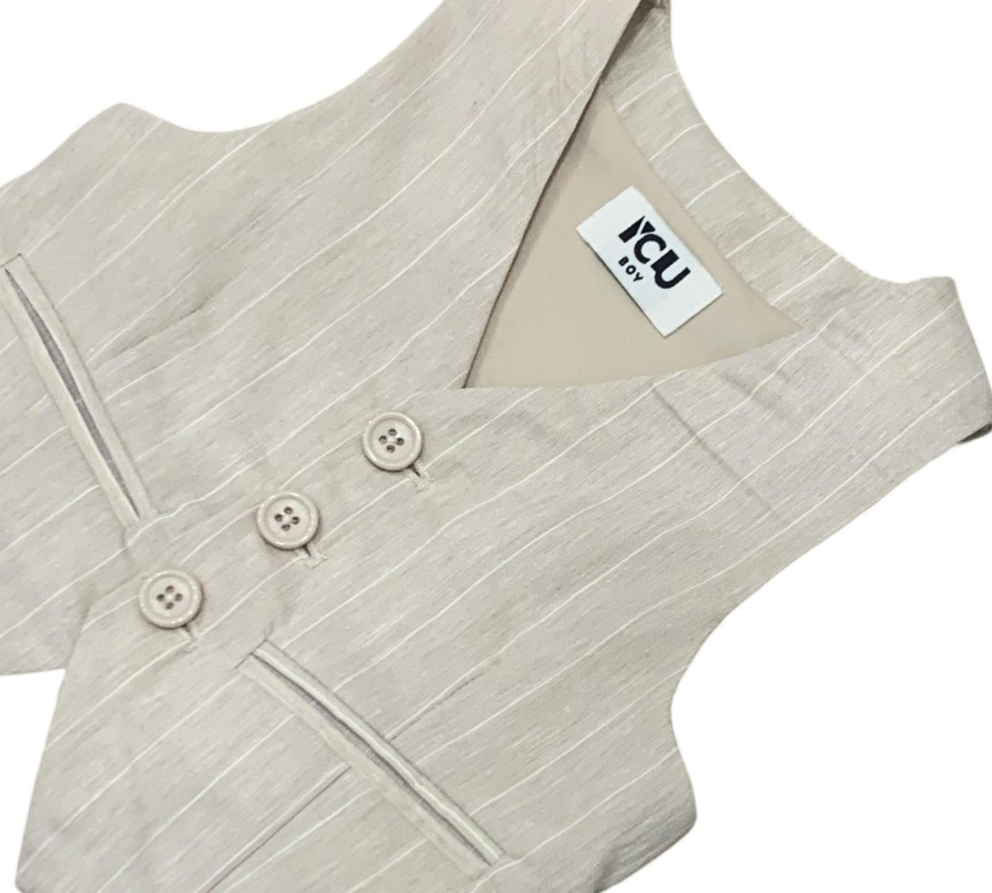 COMPLETO ELEGANTE GILET E BERMUDA BEIGE Y-CLU BYB1105