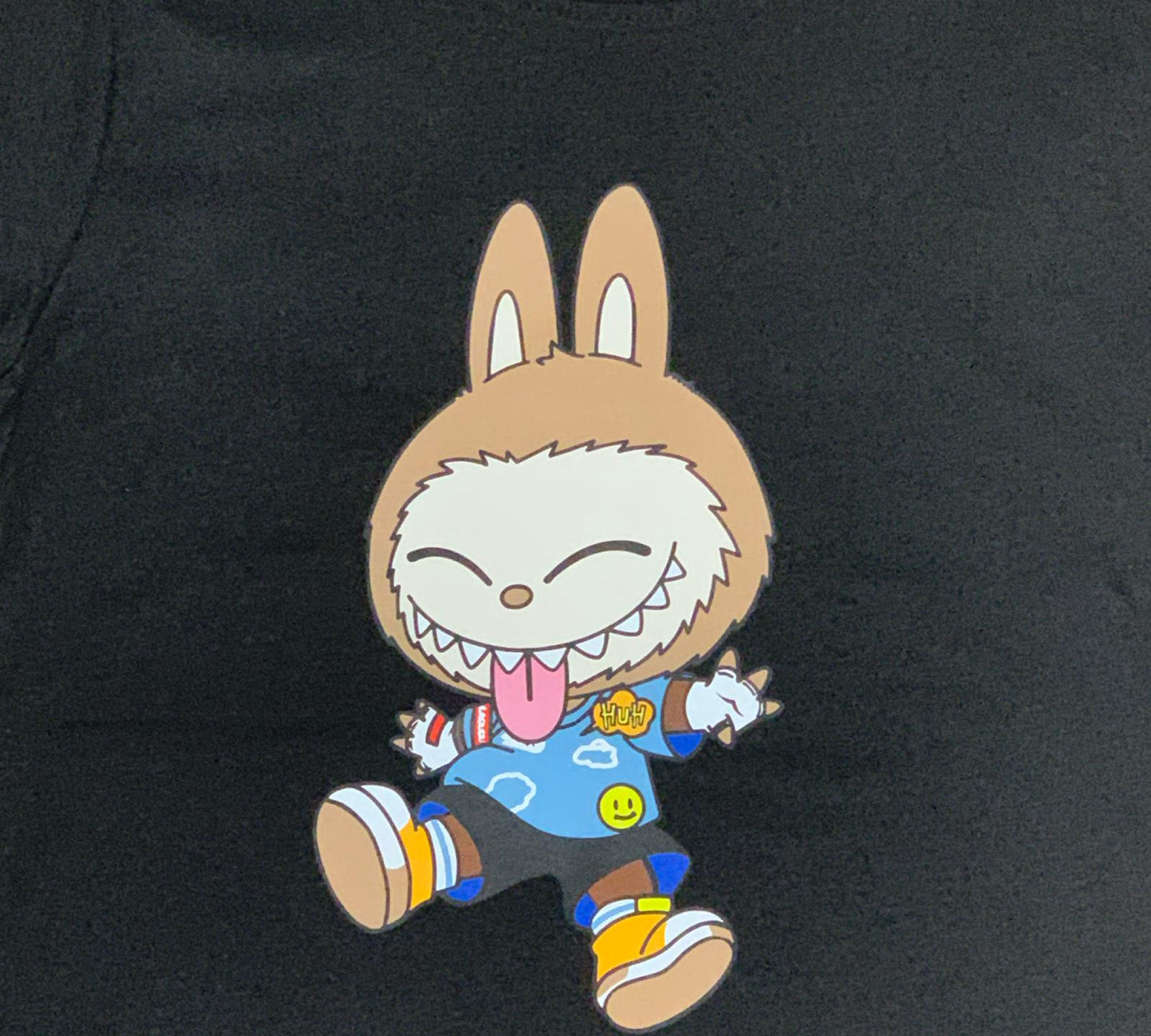 Maglietta Nera Unisex Bambini 2-14 Anni – Coniglio Che Gioca Stampa Buffa