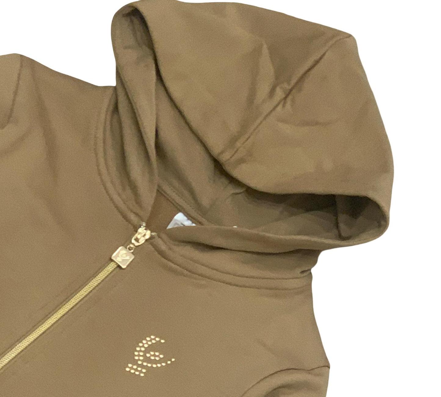 Felpa Aperta con Cappuccio e Zip Oro – Colore Biscuit