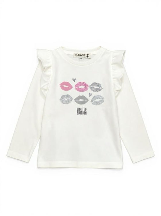 Maglietta Manica Lunga Bambina | Stampa Labbra Glitter | Limited Edition