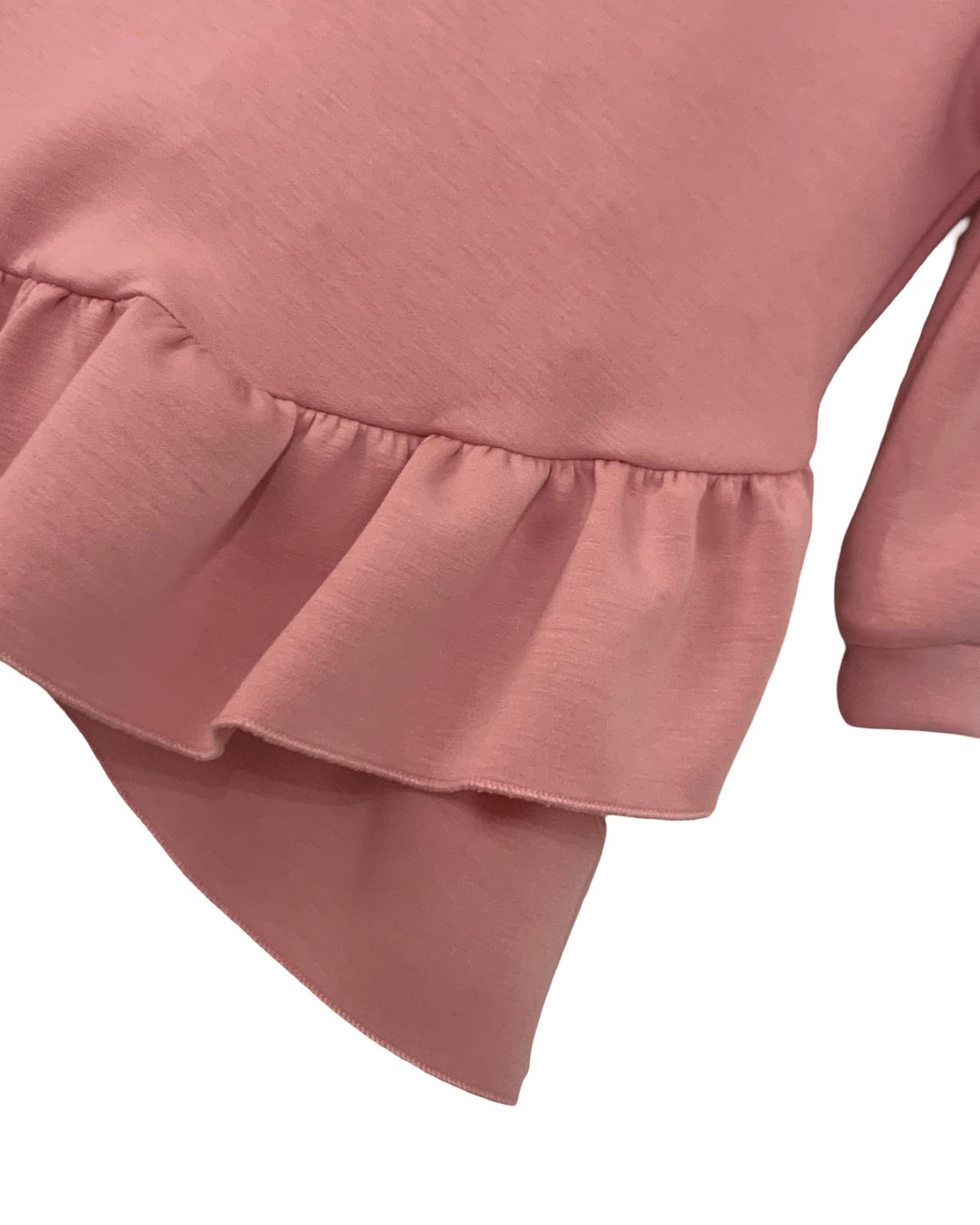 Abitino rosa  in felpa con le balze – casual e caldo