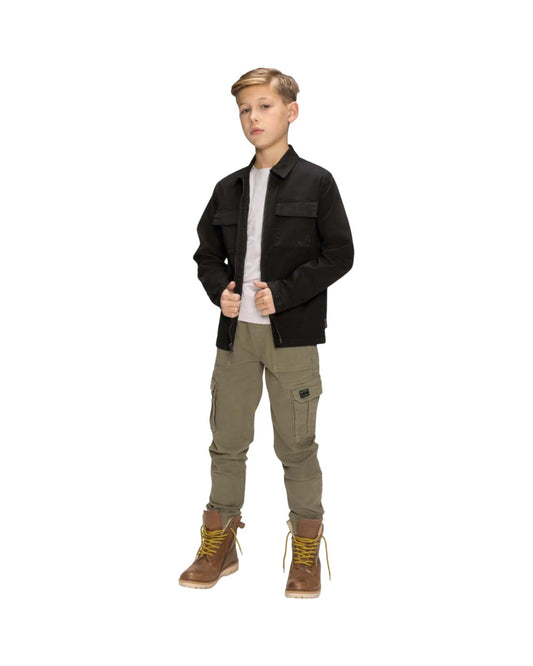 Pantalone Cargo Felpato da Ragazzo – Verde con Elastico in Vita, Look Trendy e Comodo