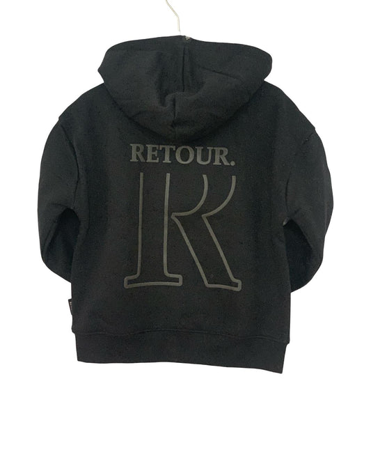 Felpa aperta Nero con cappuccio foderato e logo nero