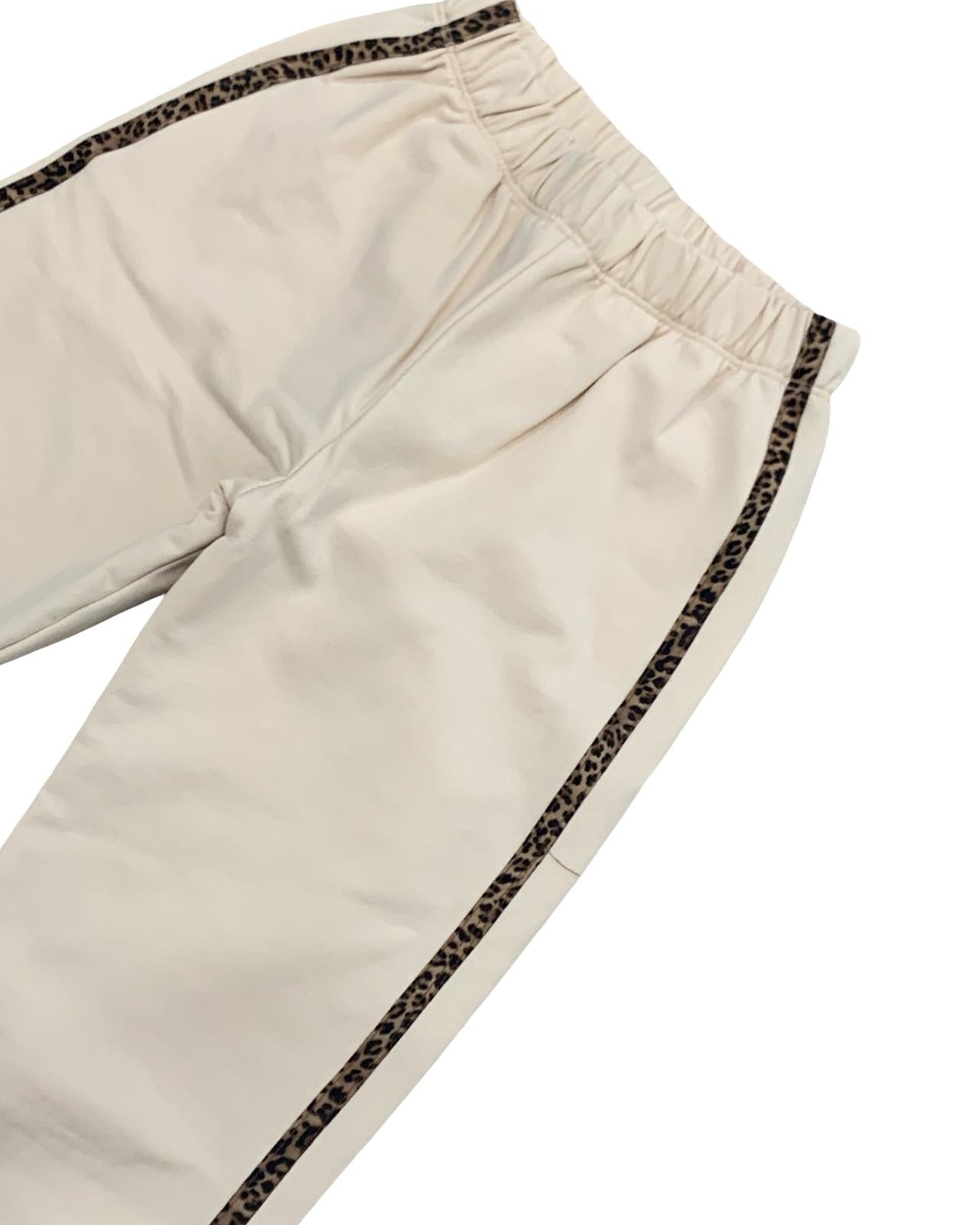 Tuta beige due pezzi bimba felpa e pantaloni con striscia laterale