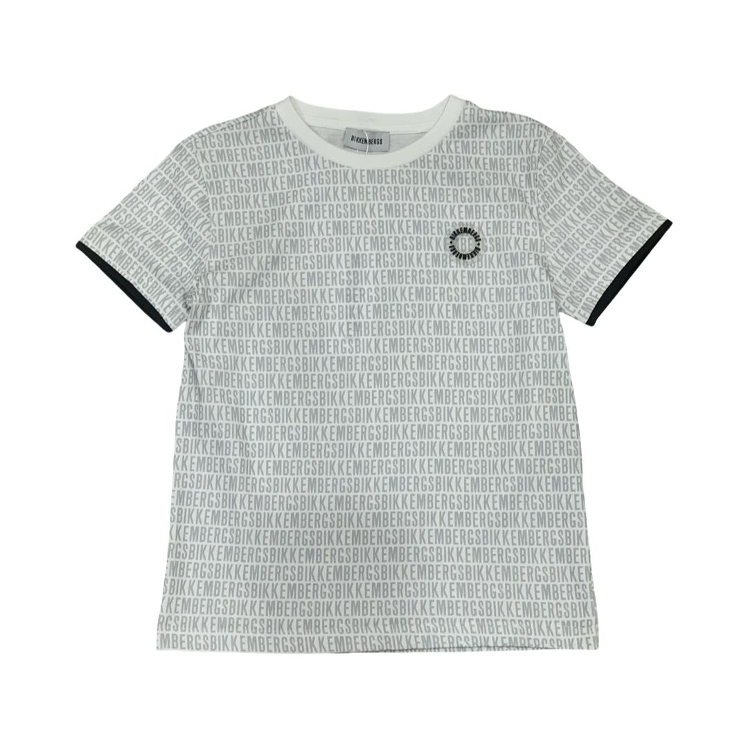 Maglietta bianca Bikkembergs ragazzo – logo all over grigio e stile moderno