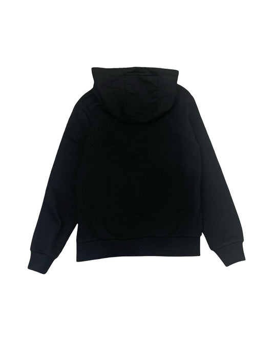 Felpa Nera con Cerniera e Cappuccio da Ragazzo – Logo Embossed sulla Manica