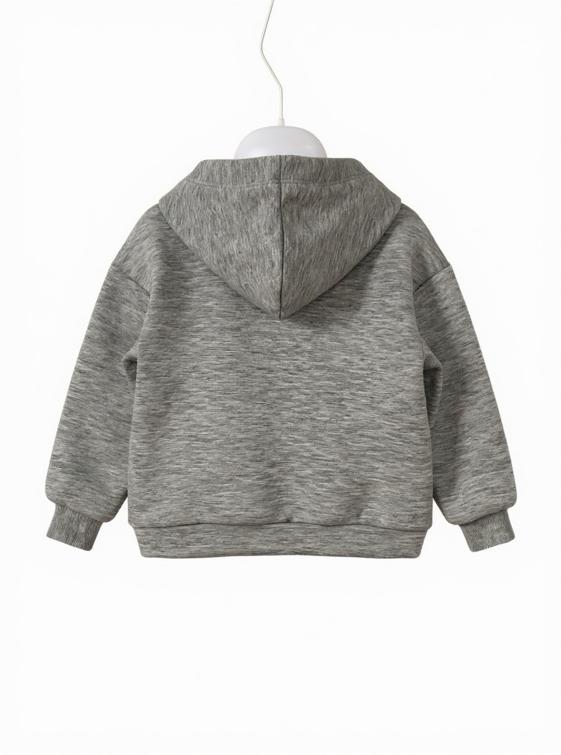 Felpa grigia con cappuccio e zip – comoda e versatile per bambine