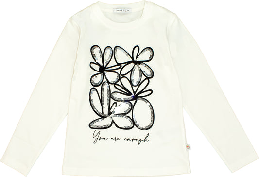 T-Shirt Bambina TOBETOO a Maniche Lunghe con Stampa Grafica Frontale