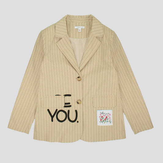 Giacca Ragazza Colore Cappuccino Gessata – TOBETOO