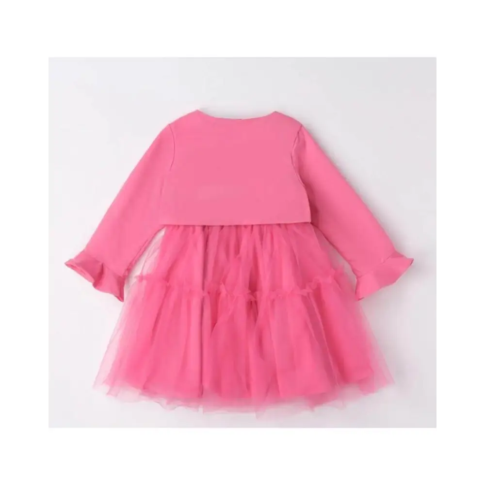 Abito cerimonia Sarabanda coprispalle rosa con gonna in tulle e maniche lunghe