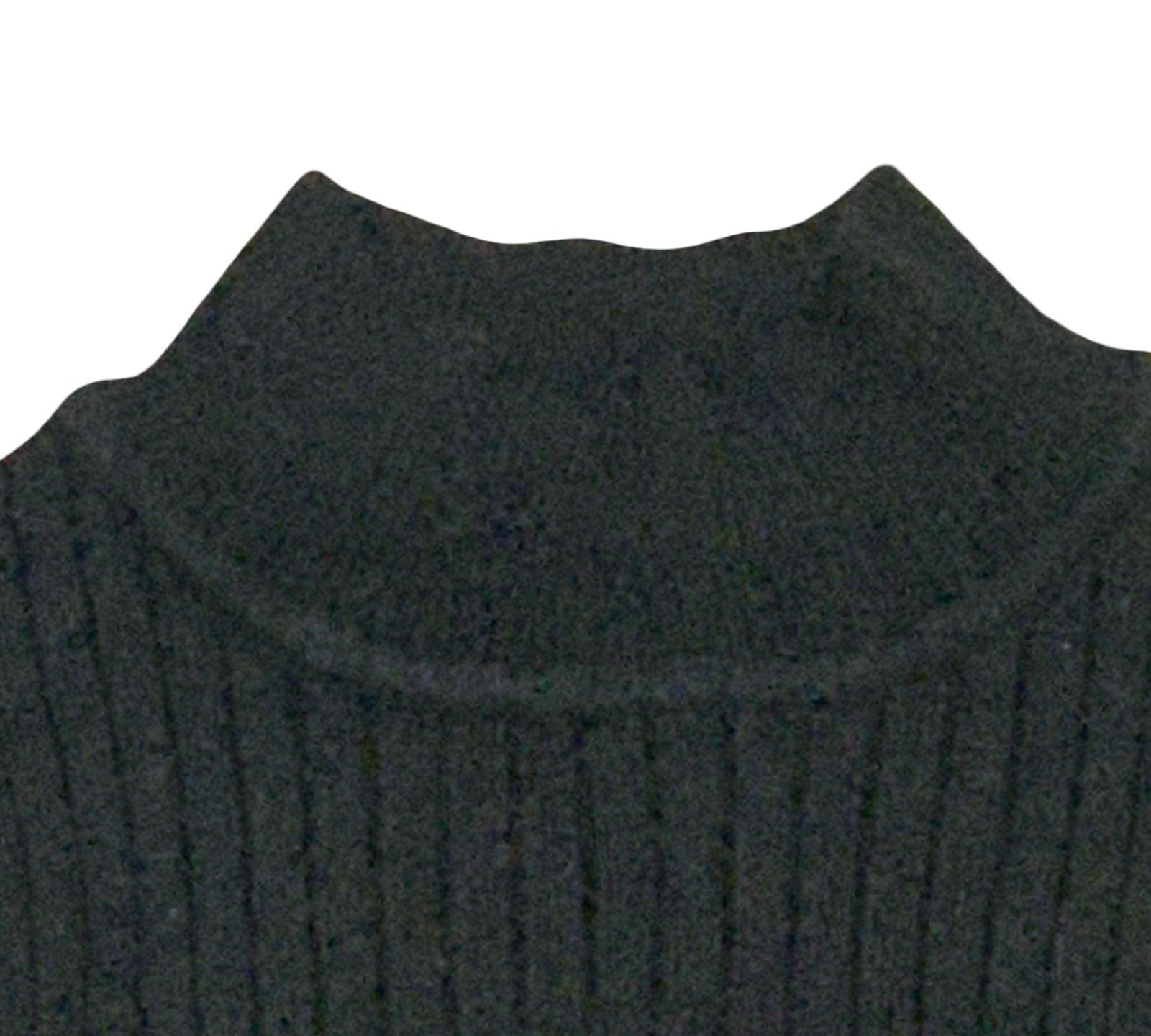 Abito nero tubino bambina in tessuto a coste con colletto alto per un look elegante