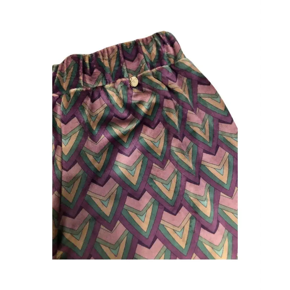 pantaloni larghi ragazza fantasia Paris Hilton con vita elasticizzata e stampa geometrica viola e verde