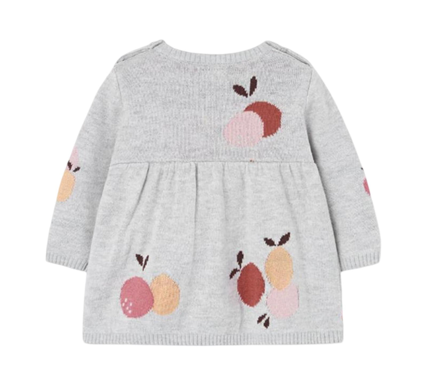 set maglia bebè grigio con frutta Boboli completo in maglia con maniche lunghe e motivi frutta