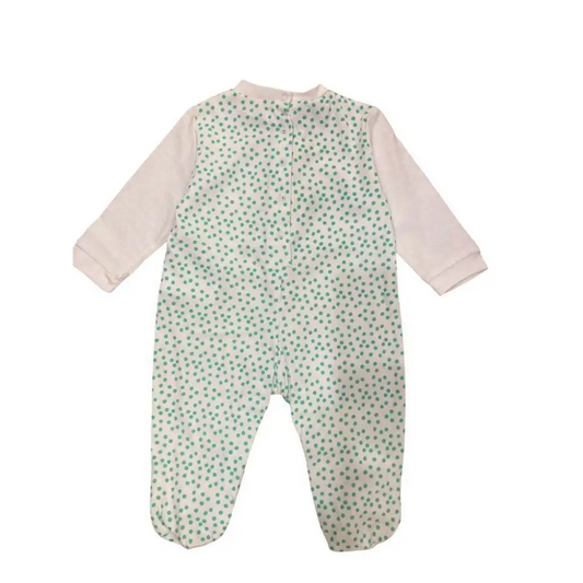 tutina neonata primavera 6 mesi Sarabanda in cotone a maniche lunghe con piedini stampa pois verde