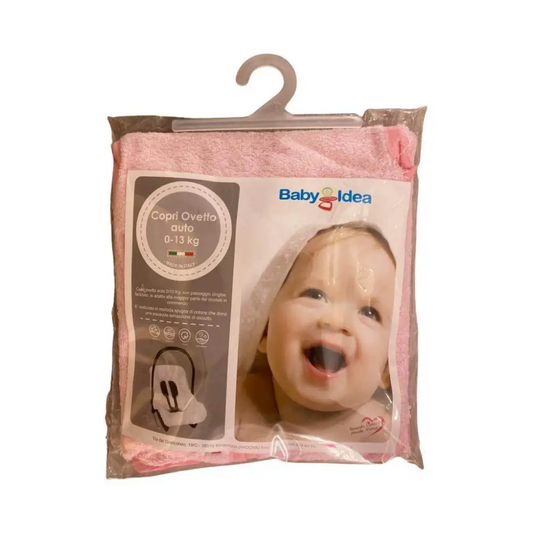 Baby Idea copri ovetto auto spugna rosa morbido per neonati 0 13 kg in confezione con foto bambino sorridente