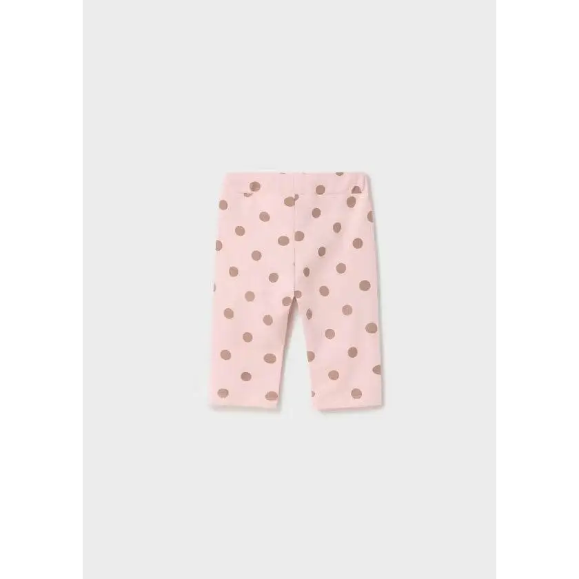 pantaloni neonata pois Mayoral rosa con grandi pois beige leggings morbidi in cotone per neonata