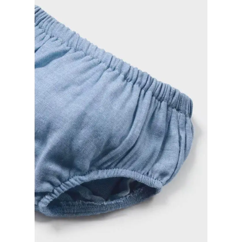 Mayoral vestito copri pannolino neonata in cotone blu con elastico in vita e gambe morbide