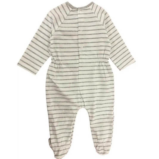Tutina Mayoral a righe beige e grigio con chiusura a snap e piedini comoda per tutina neonato ragazza 4-6 mesi