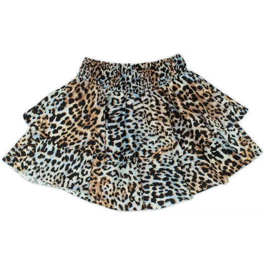 gonna maculata ragazza 8-16 anni Y Clu corta a balze con vita elasticizzata stampa leopardata