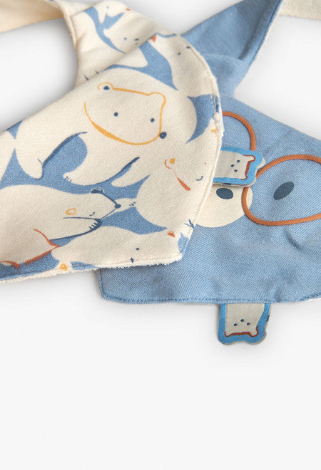 Bavaglino per neonato a maglia con animali azzuro di Boboli con simpatici disegni di orsi
