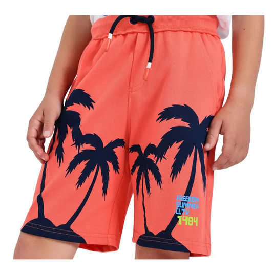 BERMUDA BAMBINO ARANCIONI CON STAMPA PALME IN COTONE - pantaloni