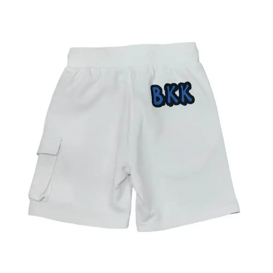 Bermuda bianca Bikkembergs con tasca laterale e logo BKK sul retro