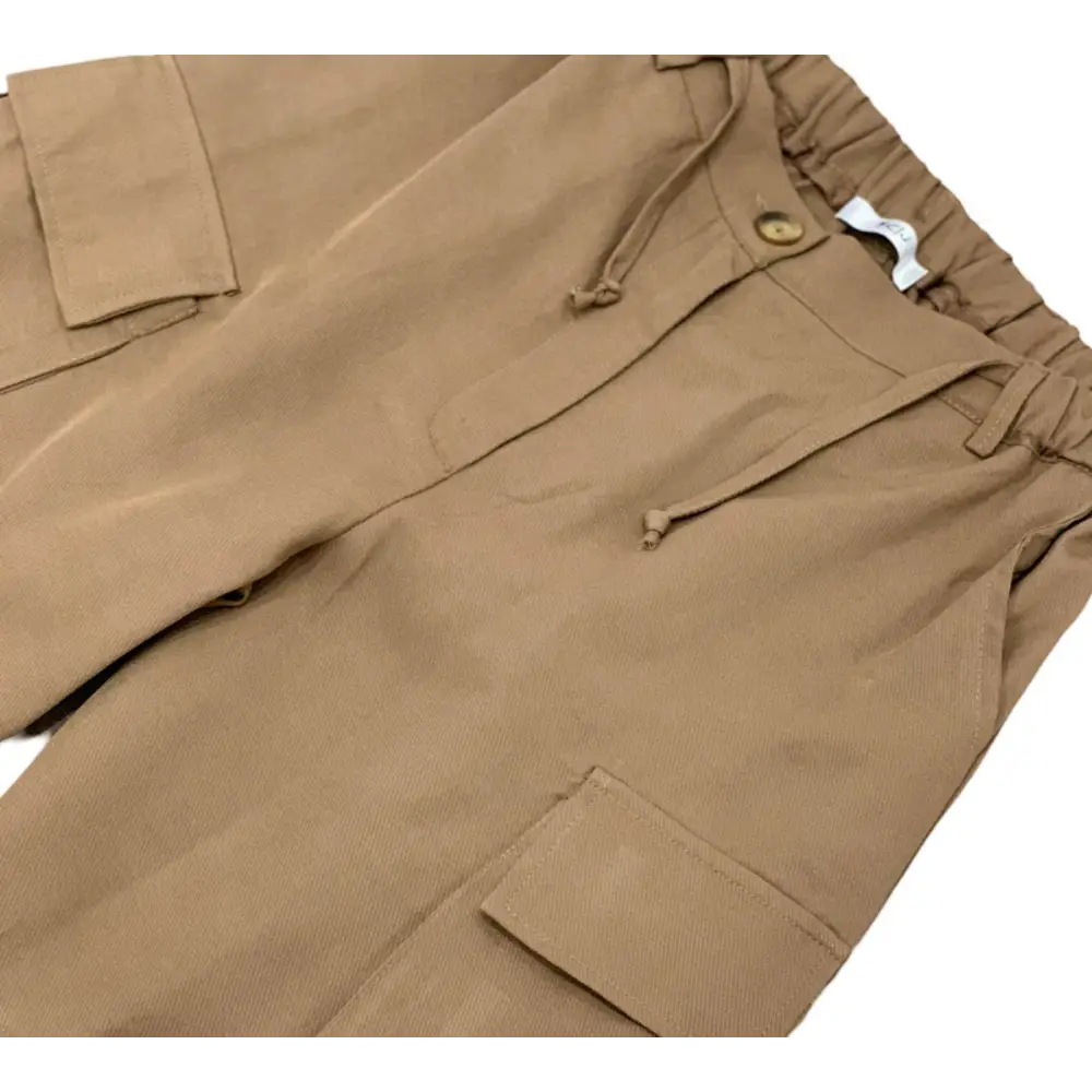 BERMUDA CARGO MARRONI BAMBINA E RAGAZZA Y-Clu con tasche laterali e cintura elasticizzata