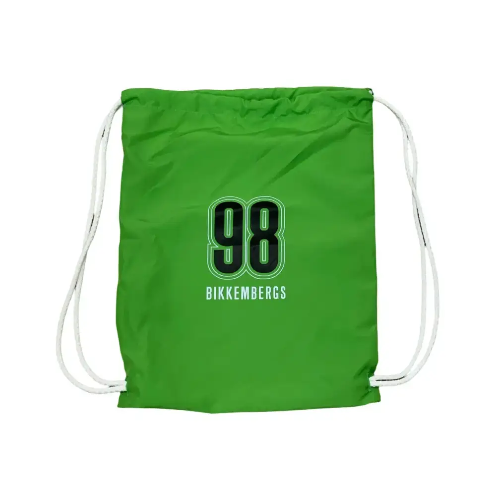 Zaino mare verde Bikkembergs con stampa numero 98 e coulisse bianche per costumi