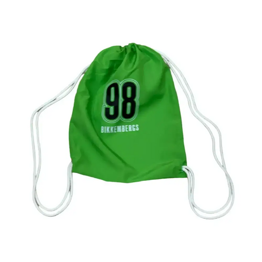 Zaino verde Bikkembergs con numero 98 e cordino bianco per costume da bagno