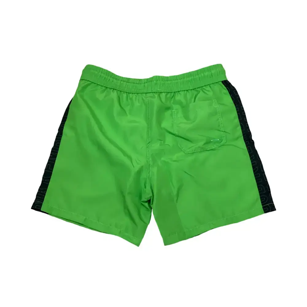 Costumi da bagno Bikkembergs verdi con banda nera laterale e tasca posteriore comoda