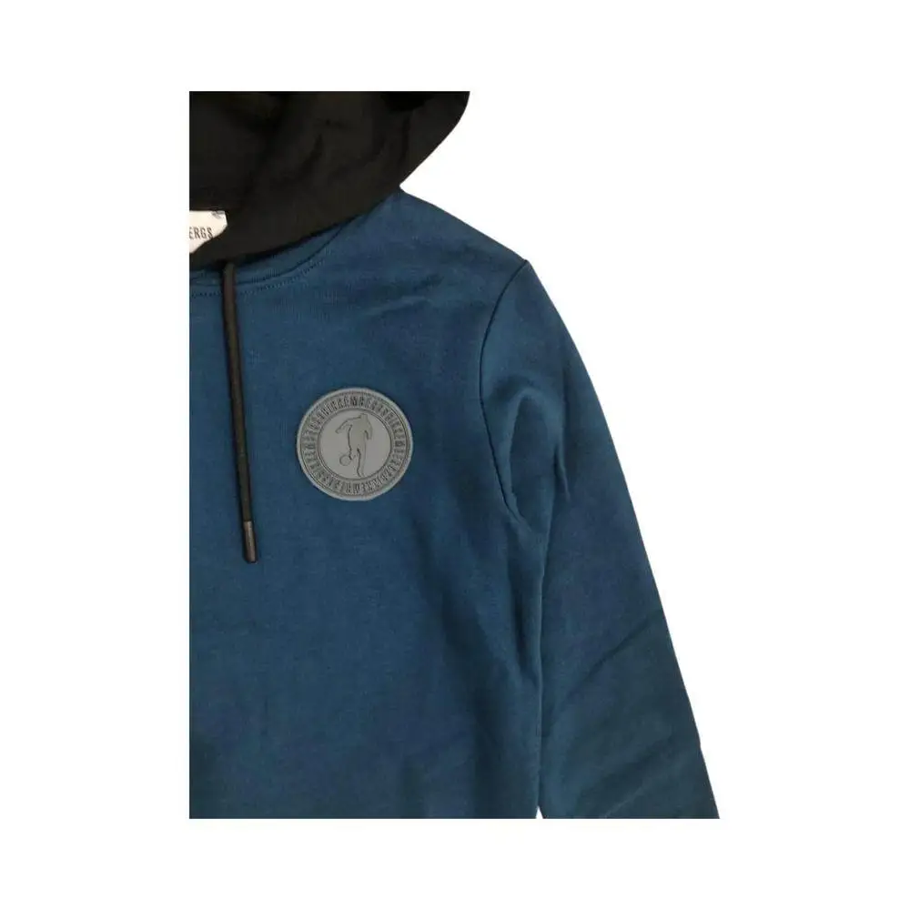 felpa con cappuccio ragazzo Bikkembergs blu con cappuccio nero logo circolare sul petto e coulisse nera