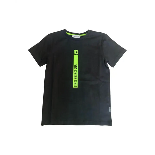 Maglietta a maniche corte Ragazzo Bikkembergs nera con dettaglio verde lime centrale