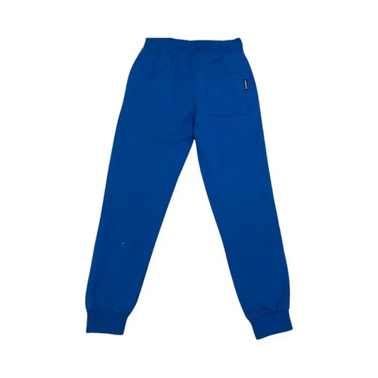 pantaloni Bikkembergs ragazzo 8-16 anni blu in felpa con vita elasticizzata e polsini a costine