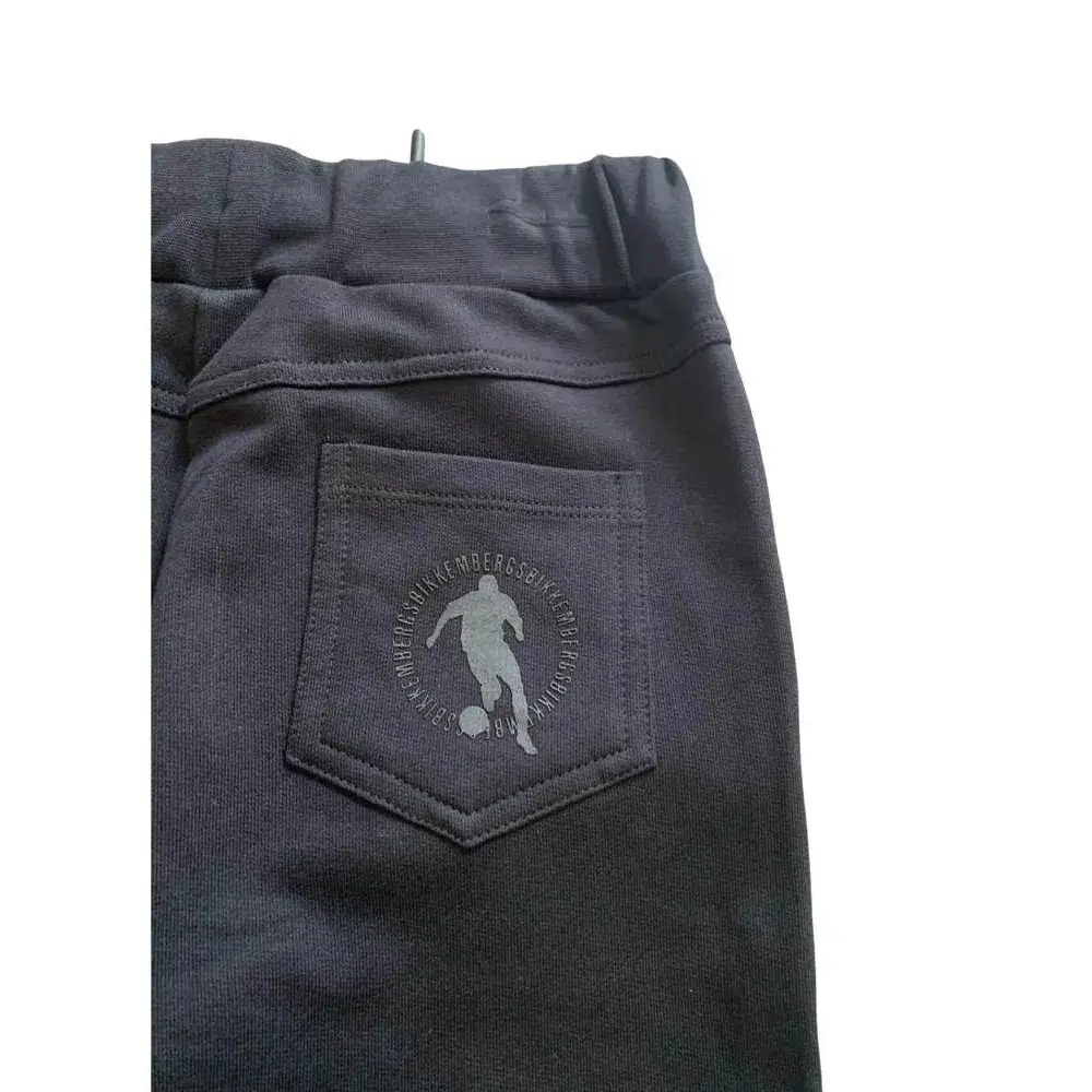 pantaloni ragazzo Bikkembergs in felpa nera con tasca posteriore logo calciatore e vita elasticizzata