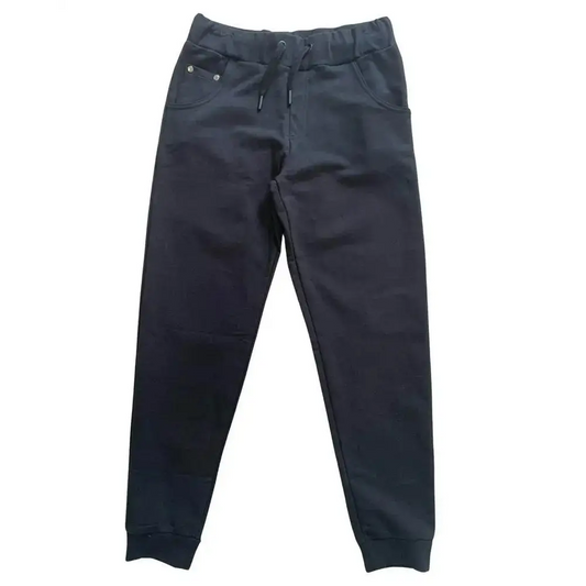 pantaloni ragazzo Bikkembergs in felpa neri con coulisse in vita tasche laterali e fondo a costine