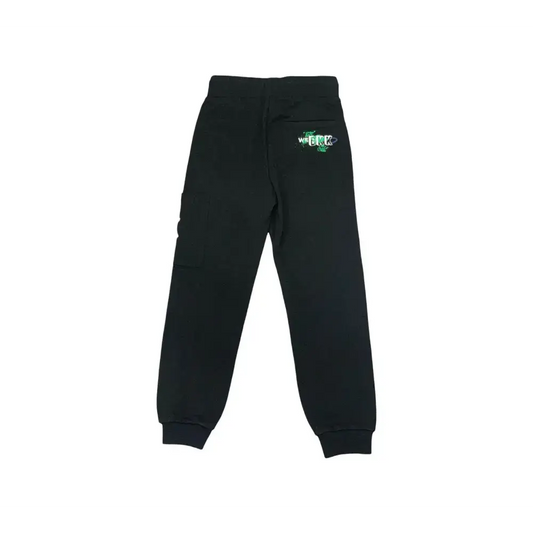 Pantaloni ragazzo Bikkembergs neri con polsini elasticizzati e tasca posteriore decorata