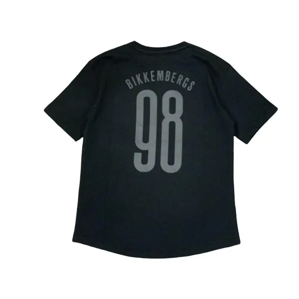 Maglietta Bikkembergs t-shirt nera manica corta con stampa numero 98 sul retro