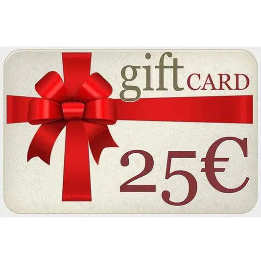 buoni regalo abbigliamento bambini BabyBimbo 0 a 16 gift card 25 euro con fiocco rosso su sfondo chiaro
