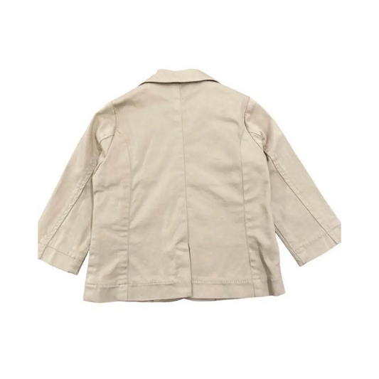 giacca elegante bambino beige Sarabanda blazer vista posteriore in cotone con collo a revers e maniche lunghe