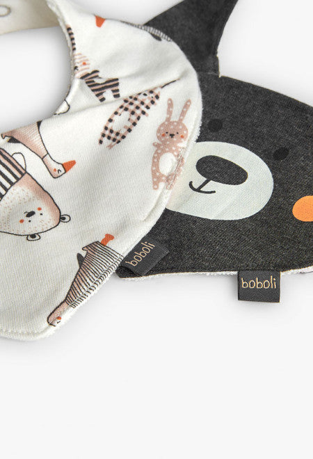 Bavaglino per neonato a maglia con animali Boboli con design orso e coniglietto su tessuto morbido