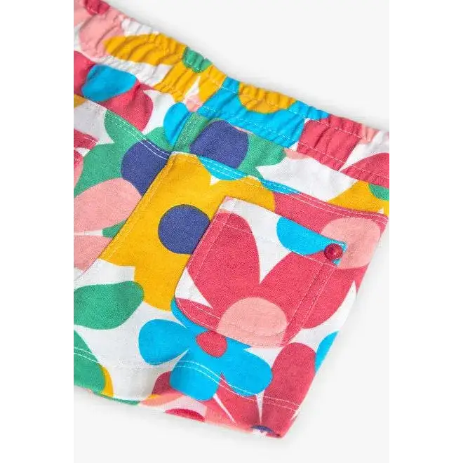 Completo corto bambina estate Boboli con fantasia floreale colorata e tasca posteriore