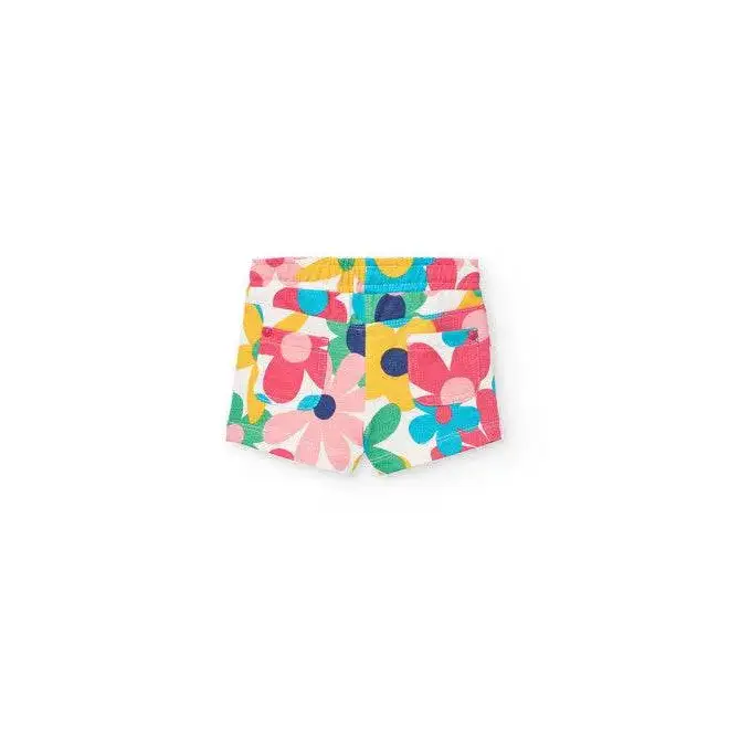 Completo corto bambina estate Boboli con pantaloncini floreali colorati per stagione calda