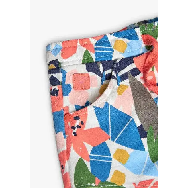 Completo estivo bambina fantasia fiori di Boboli con motivi colorati e dettagli elasticizzati